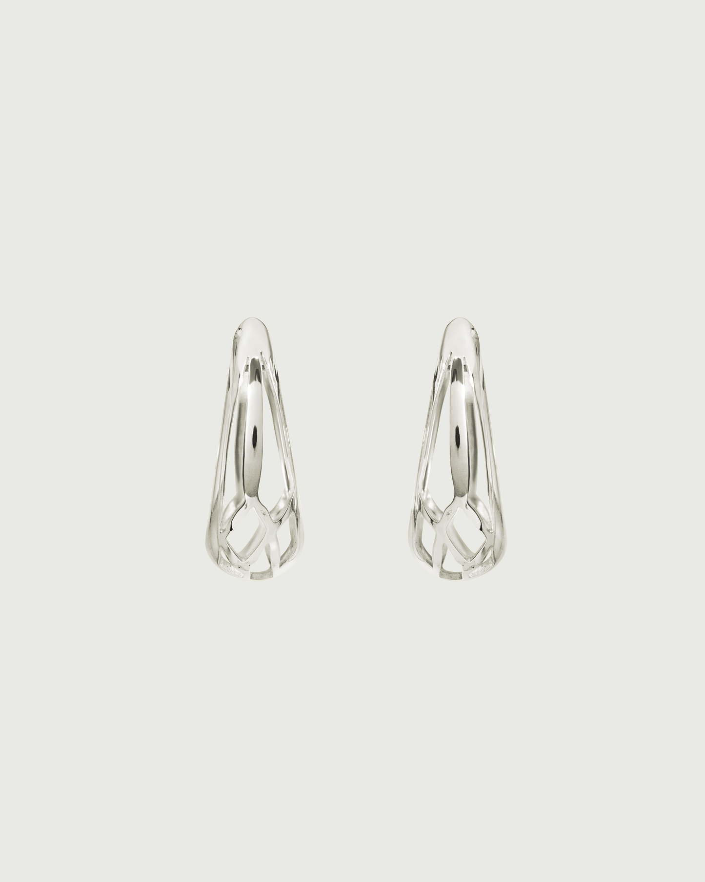 Front view of Cicada Hoops in 14k white gold Front view of Cicada Hoops in 14k white gold