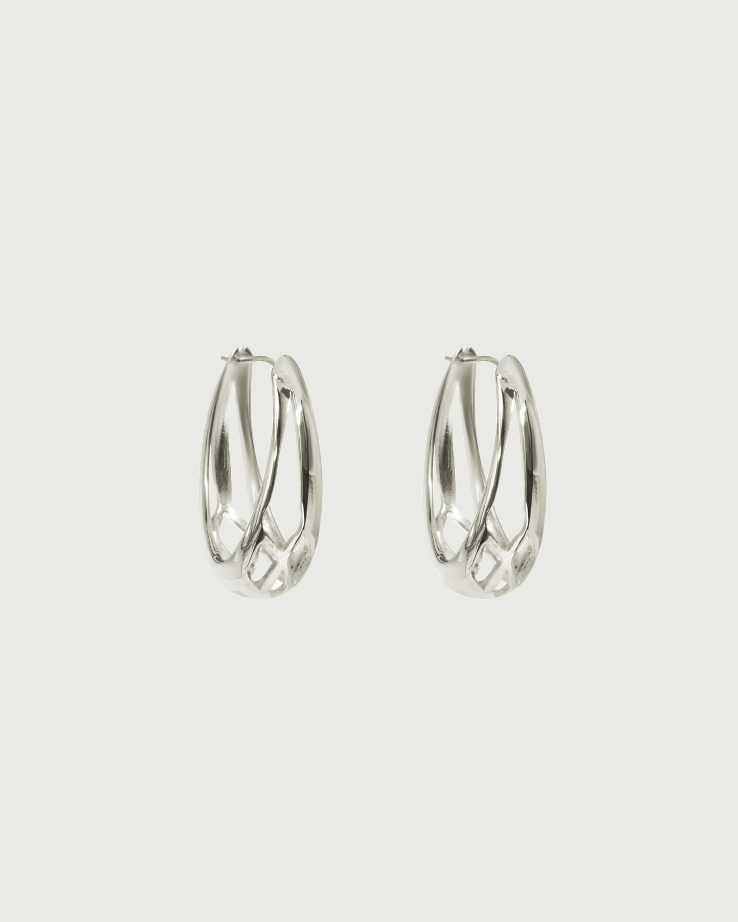 Side view of Cicada Hoops in 14k white gold Side view of Cicada Hoops in 14k white gold
