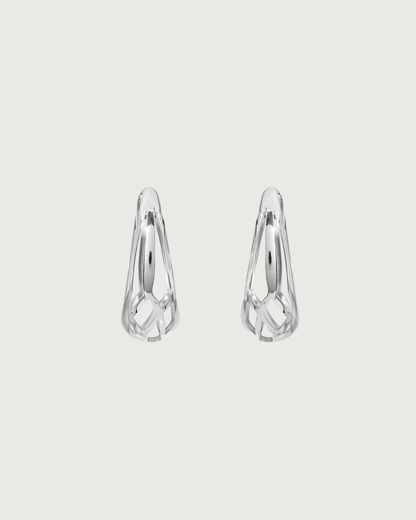 Front view of Cicada Hoops in Sterling Silver Front view of Cicada Hoops in Sterling Silver