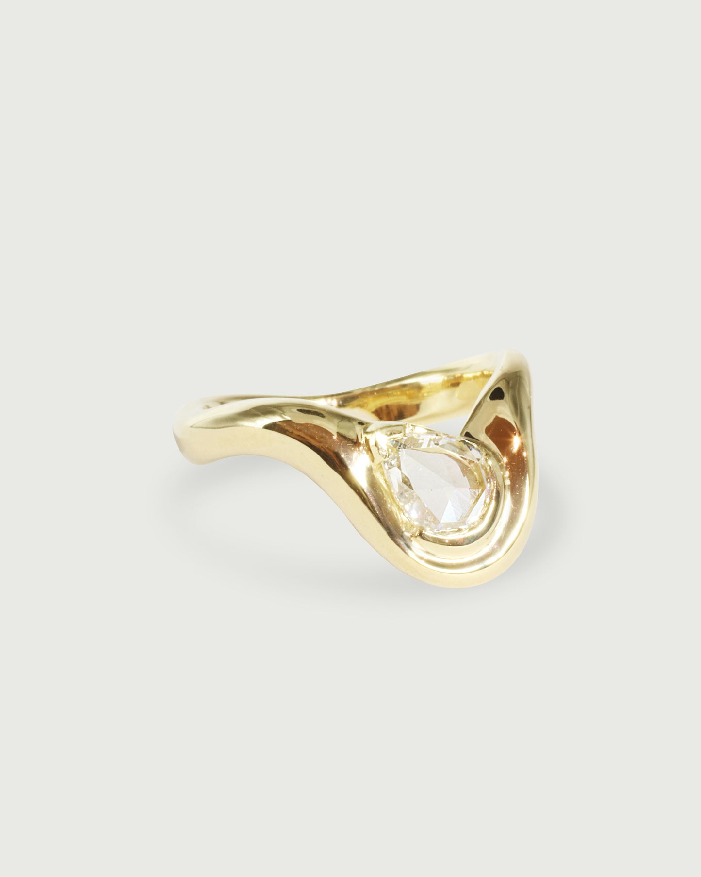 Side view of Pear Dip Ring in 14k yellow gold Side view of Pear Dip Ring in 14k yellow gold
