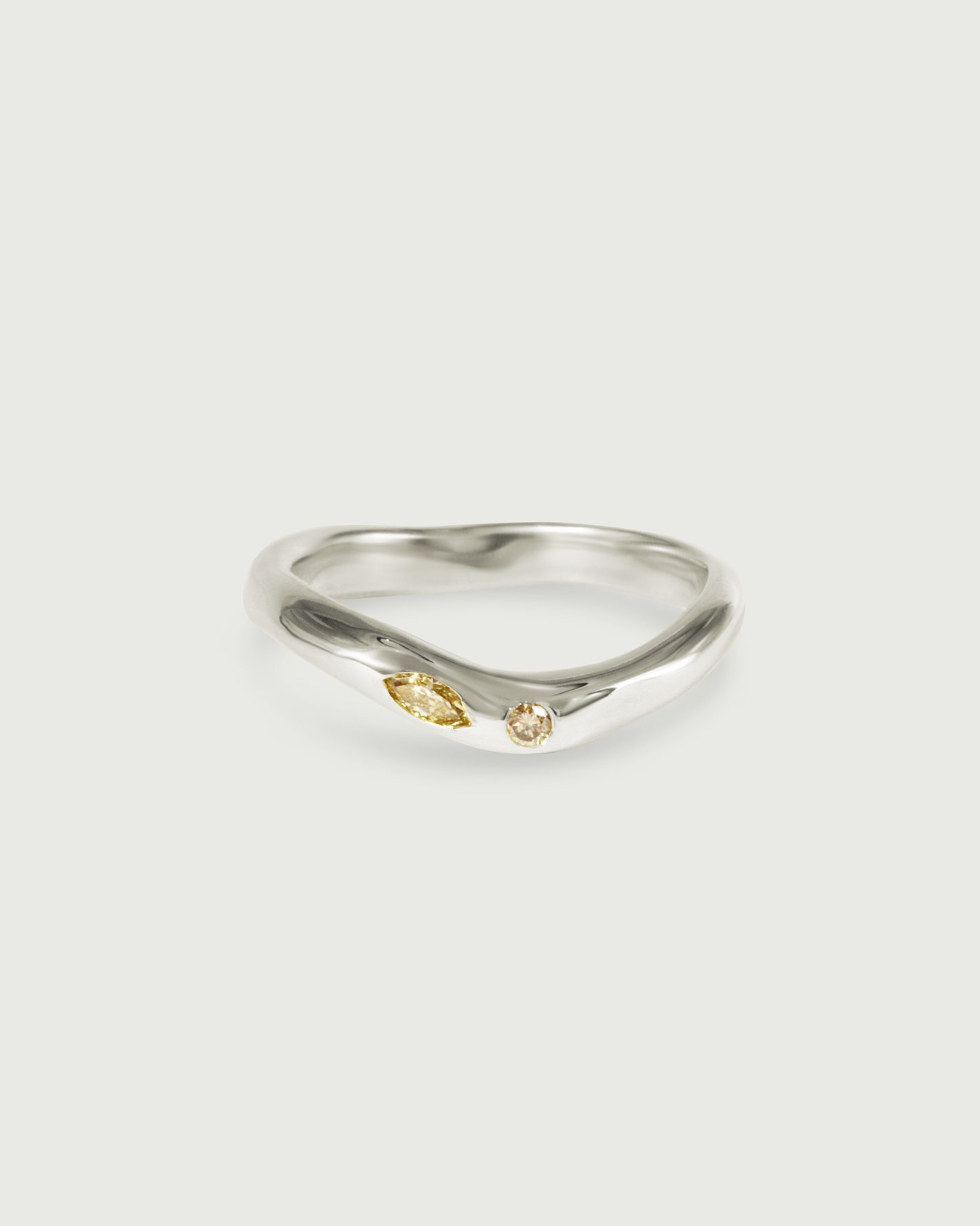 Front view of Root Curve Diamond Band in 14k White Gold Front view of Root Curve Diamond Band in 14k White Gold