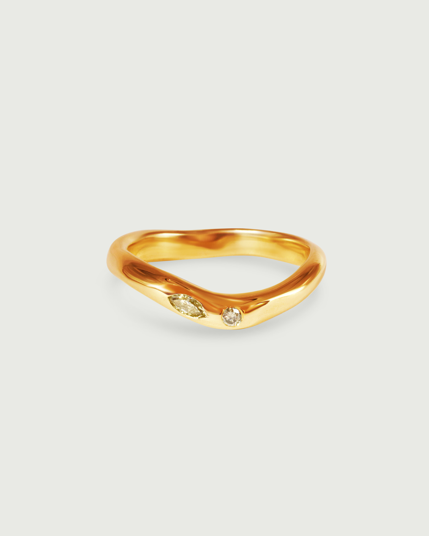 Front view of Root Curve Diamond Band in 18k Rose Gold Front view of Root Curve Diamond Band in 18k Rose Gold