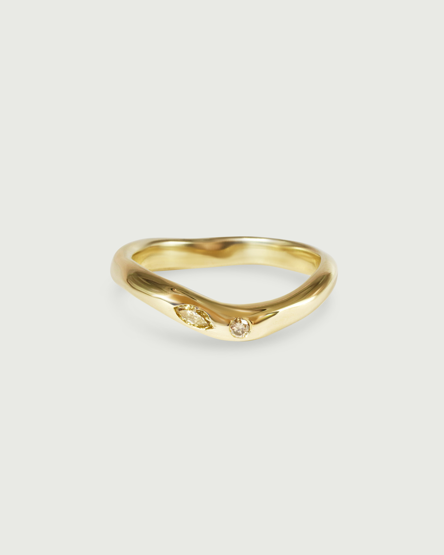 Front view of Root Curve Diamond Band in 14k Yellow Gold Front view of Root Curve Diamond Band in 14k Yellow Gold