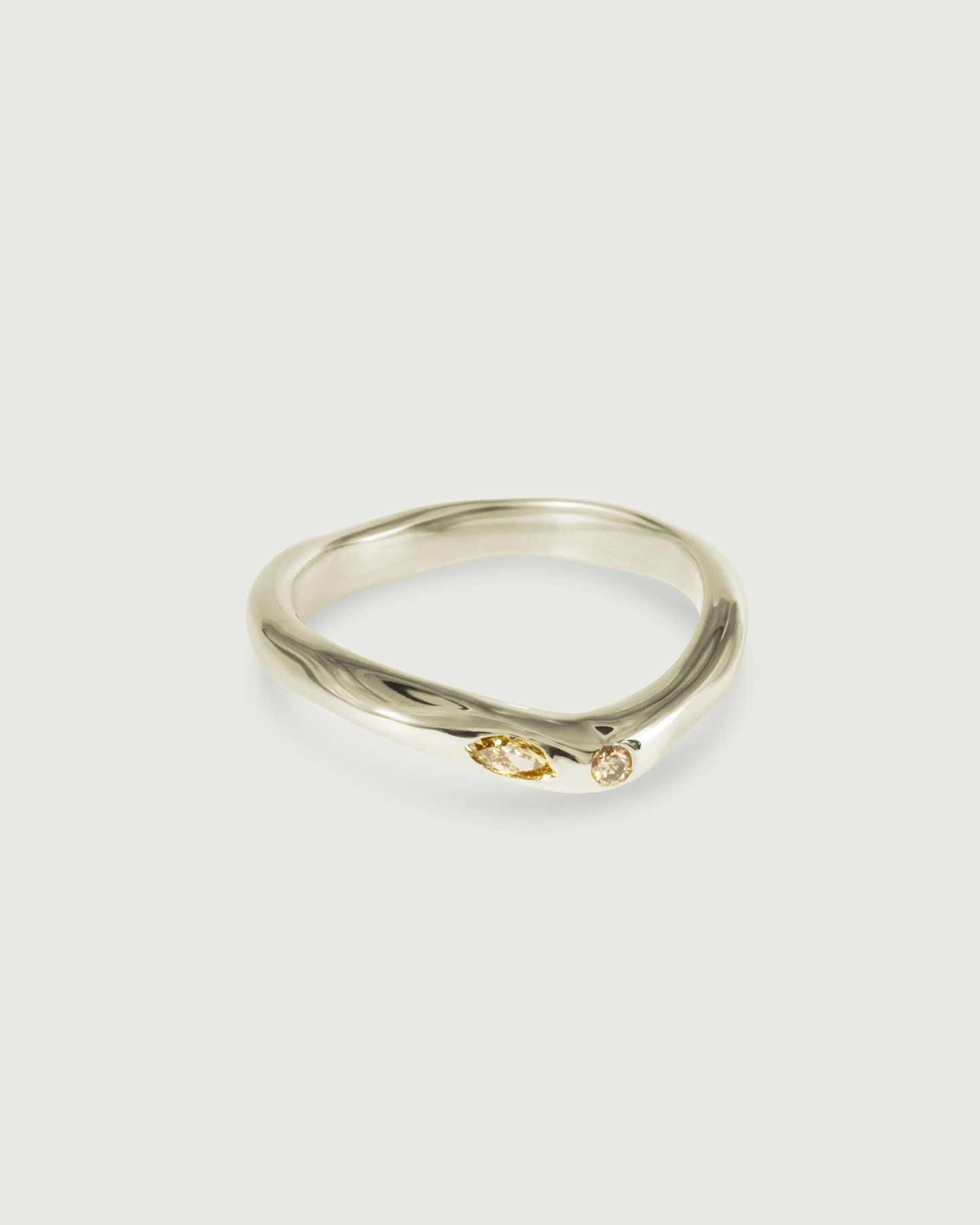 Side view of Root Curve Diamond Band in 18k White Gold Side view of Root Curve Diamond Band in 18k White Gold