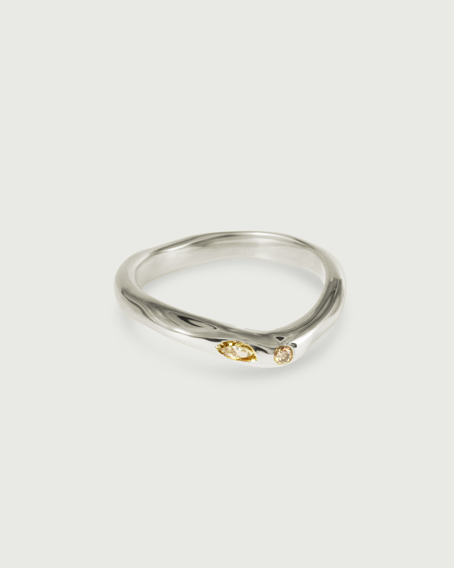 Side view of Root Curve Diamond Band in 14k White Gold Side view of Root Curve Diamond Band in 14k White Gold