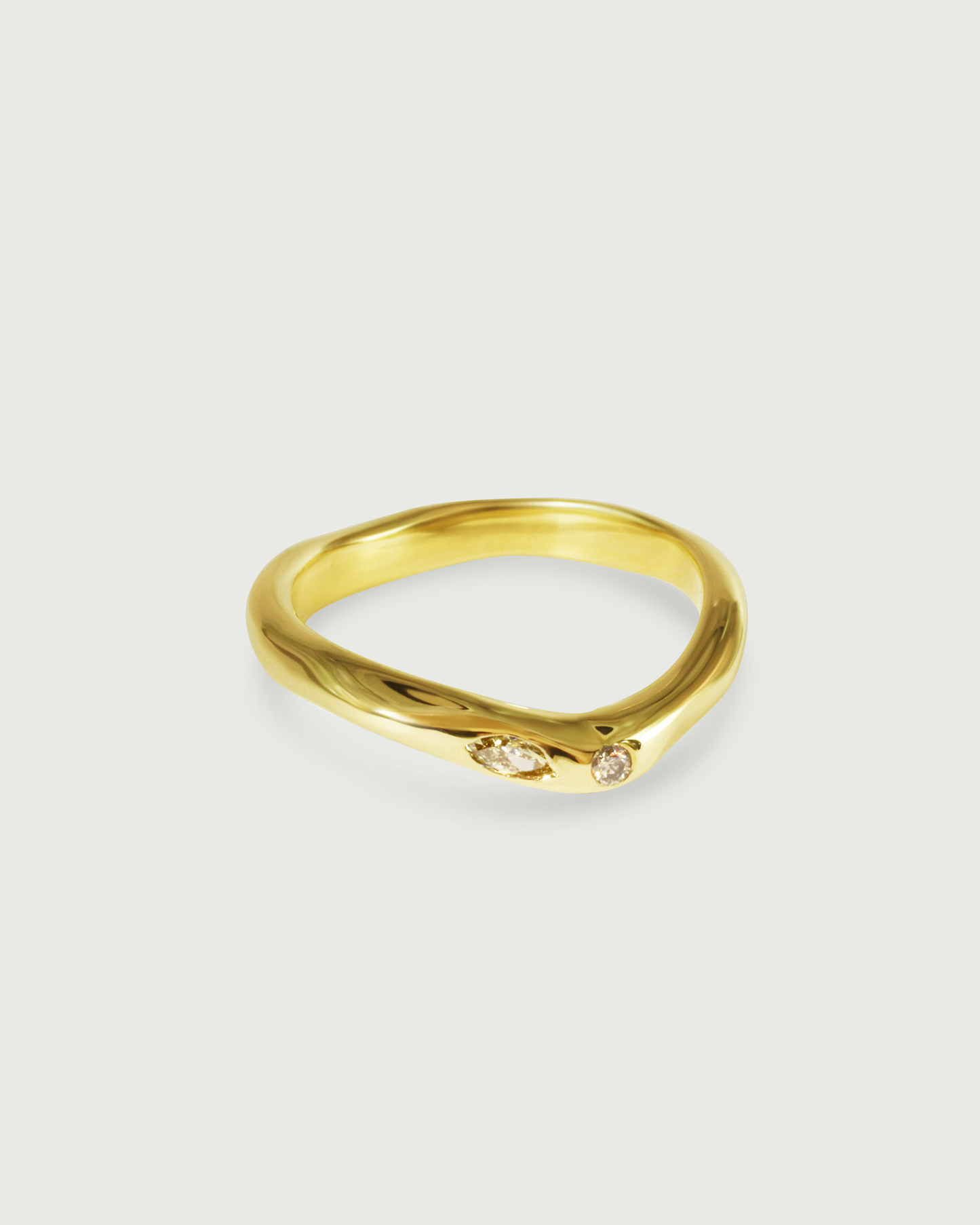 Side view of Root Curve Diamond Band in 18k Yellow Gold Side view of Root Curve Diamond Band in 18k Yellow Gold
