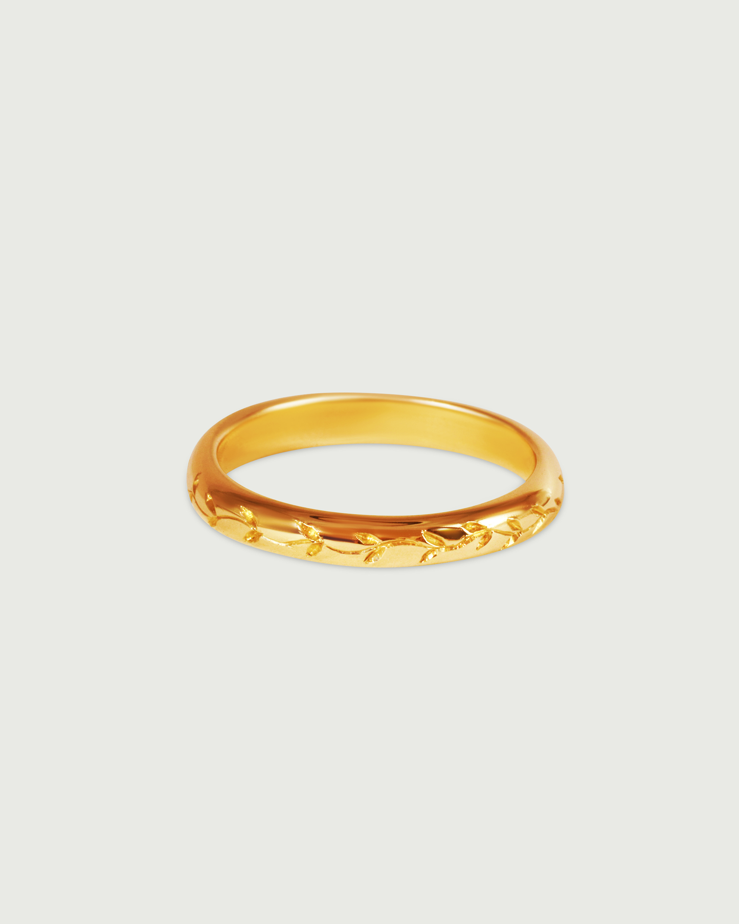Front view of Willow Engraved Band in 18k Rose Gold Front view of Willow Engraved Band in 18k Rose Gold