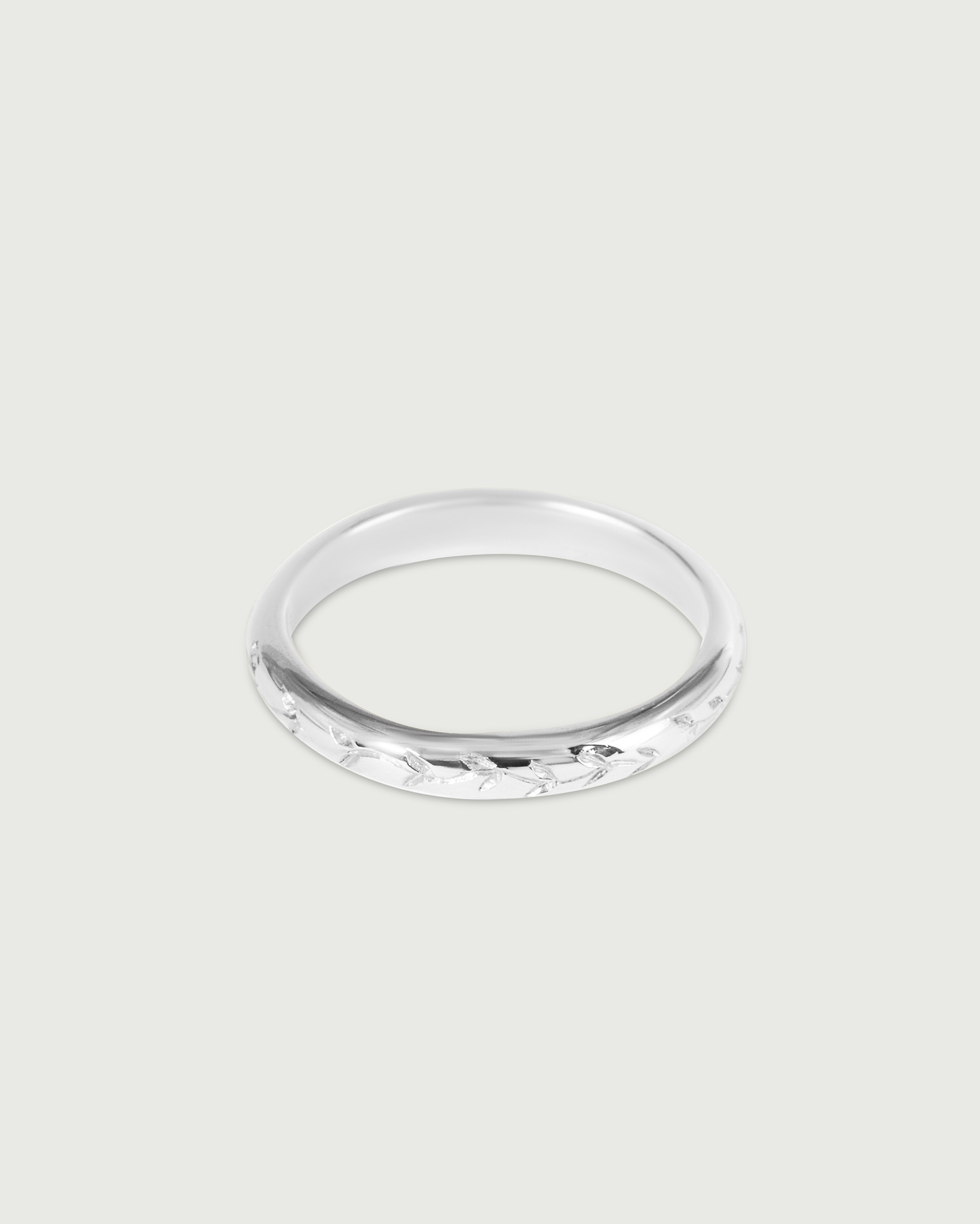 Side view of Willow Engraved Band in Platinum Side view of Willow Engraved Band in Platinum