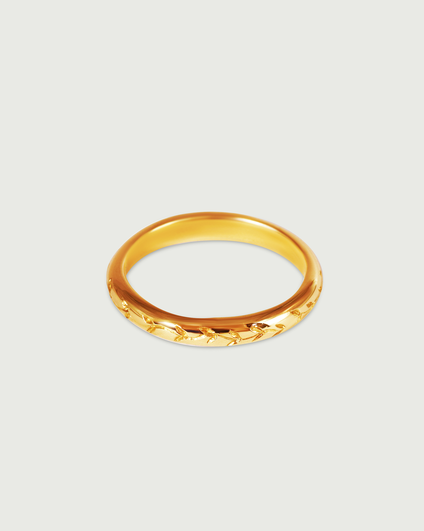 Side view of Willow Engraved Band in 18k Rose Gold Side view of Willow Engraved Band in 18k Rose Gold