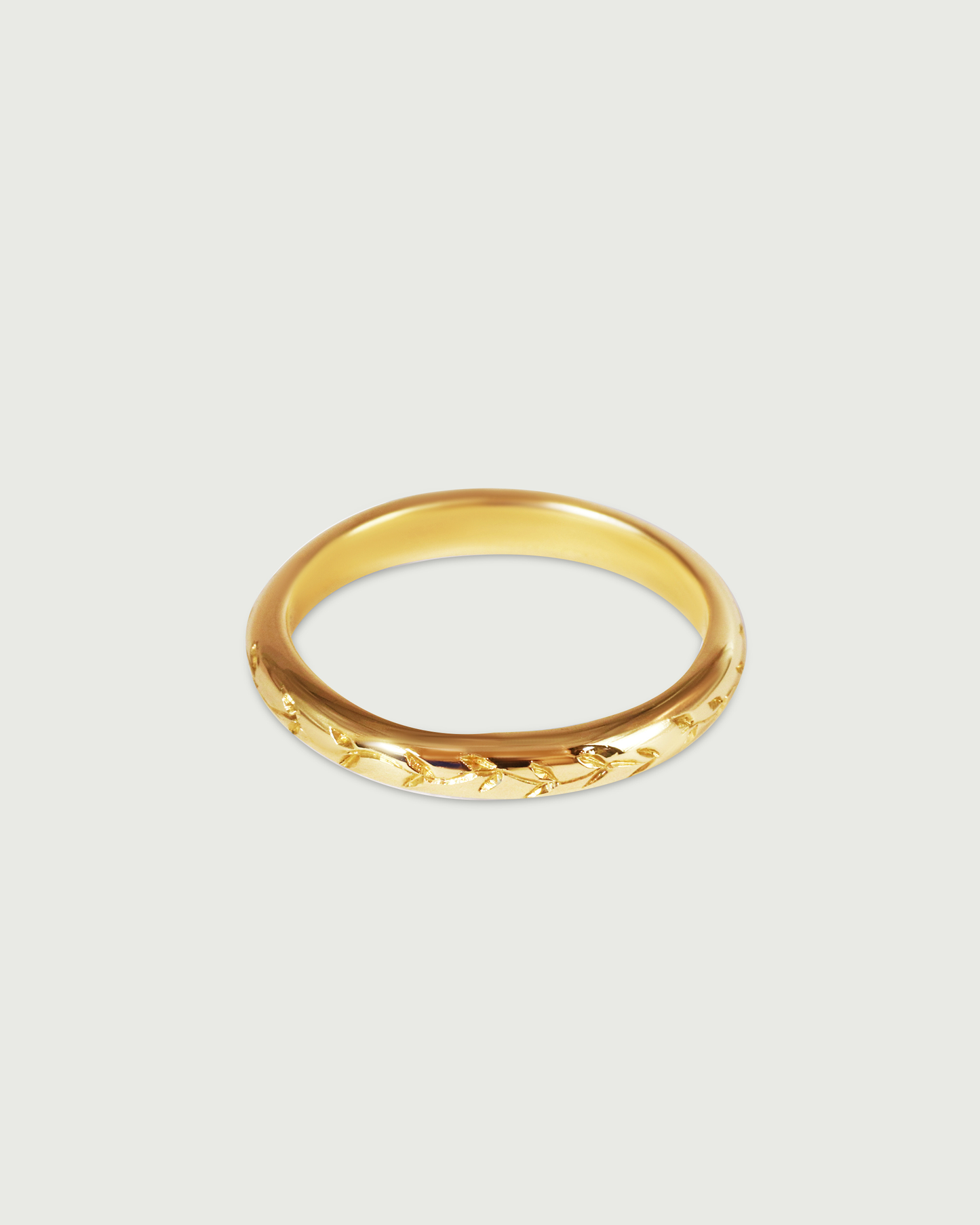 Side view of Willow Engraved Band in 14k Rose Gold Side view of Willow Engraved Band in 14k Rose Gold