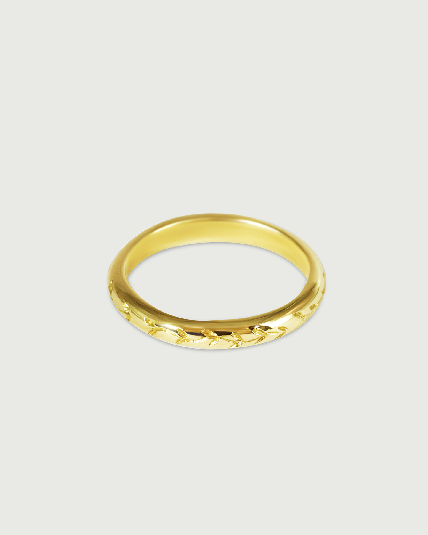 Side view of Willow Engraved Band in 18k Yellow Gold Side view of Willow Engraved Band in 18k Yellow Gold