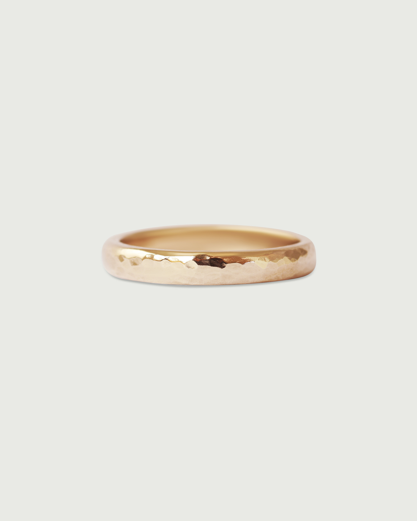 Front view of 3mm Hammered Band in 14k Rose Gold Front view of 3mm Hammered Band in 14k Rose Gold