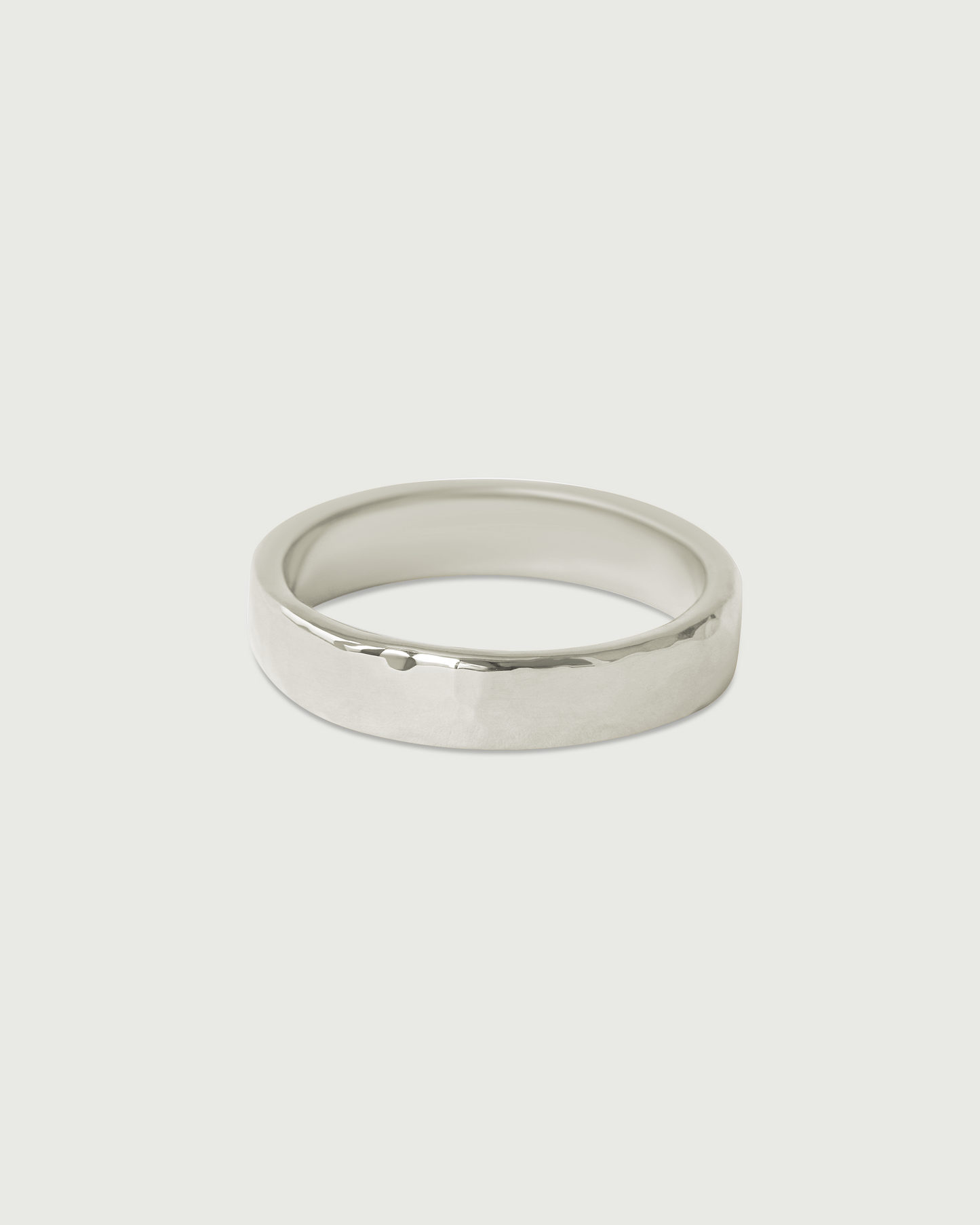 Side view of 4.5mm Hammered Band in 14k White Gold Side view of 4.5mm Hammered Band in 14k White Gold