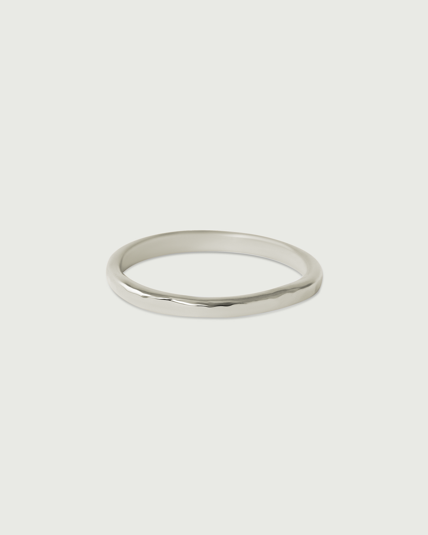 Side view of 2mm Hammered Band in 14k White Gold Side view of 2mm Hammered Band in 14k White Gold