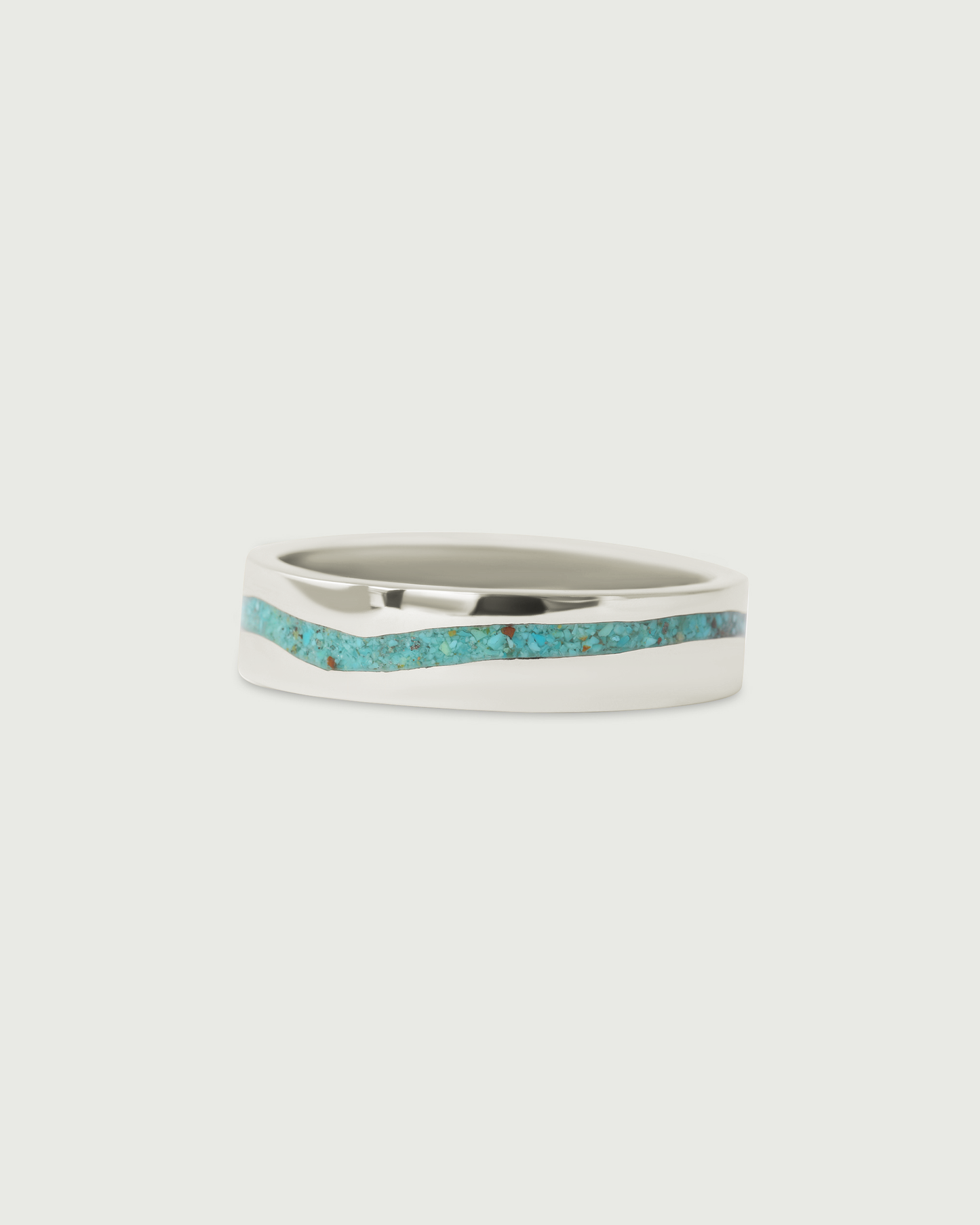 Front view of River Inlay Band in 14k White Gold Front view of River Inlay Band in 14k White Gold