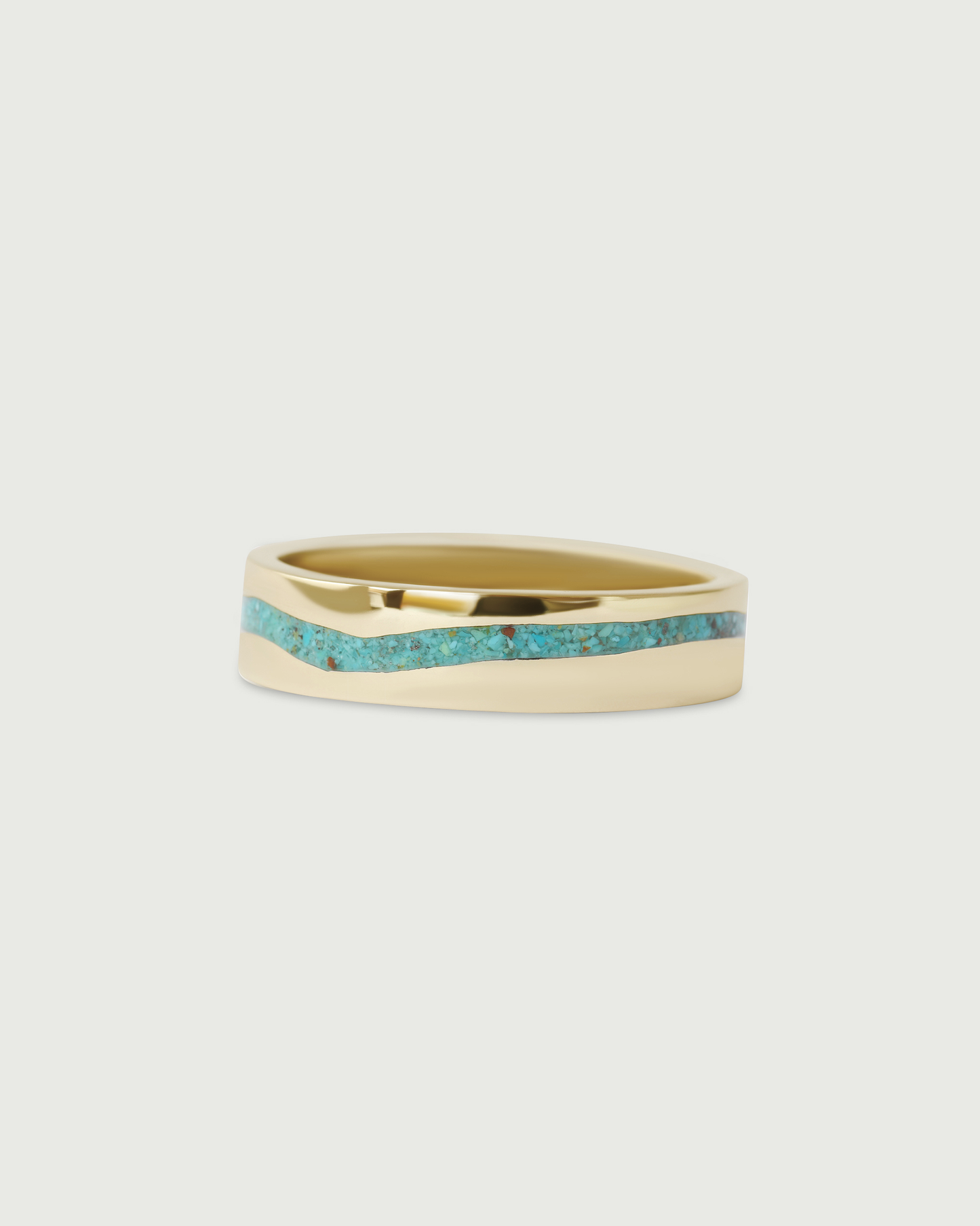 Front view of River Inlay Band in 14k Yellow Gold Front view of River Inlay Band in 14k Yellow Gold