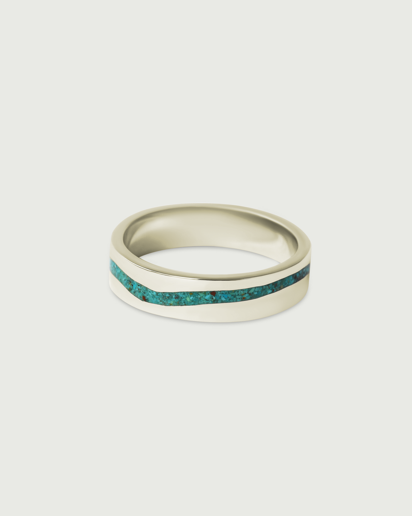 Side view of River Inlay Band in 18k White Gold Side view of River Inlay Band in 18k White Gold