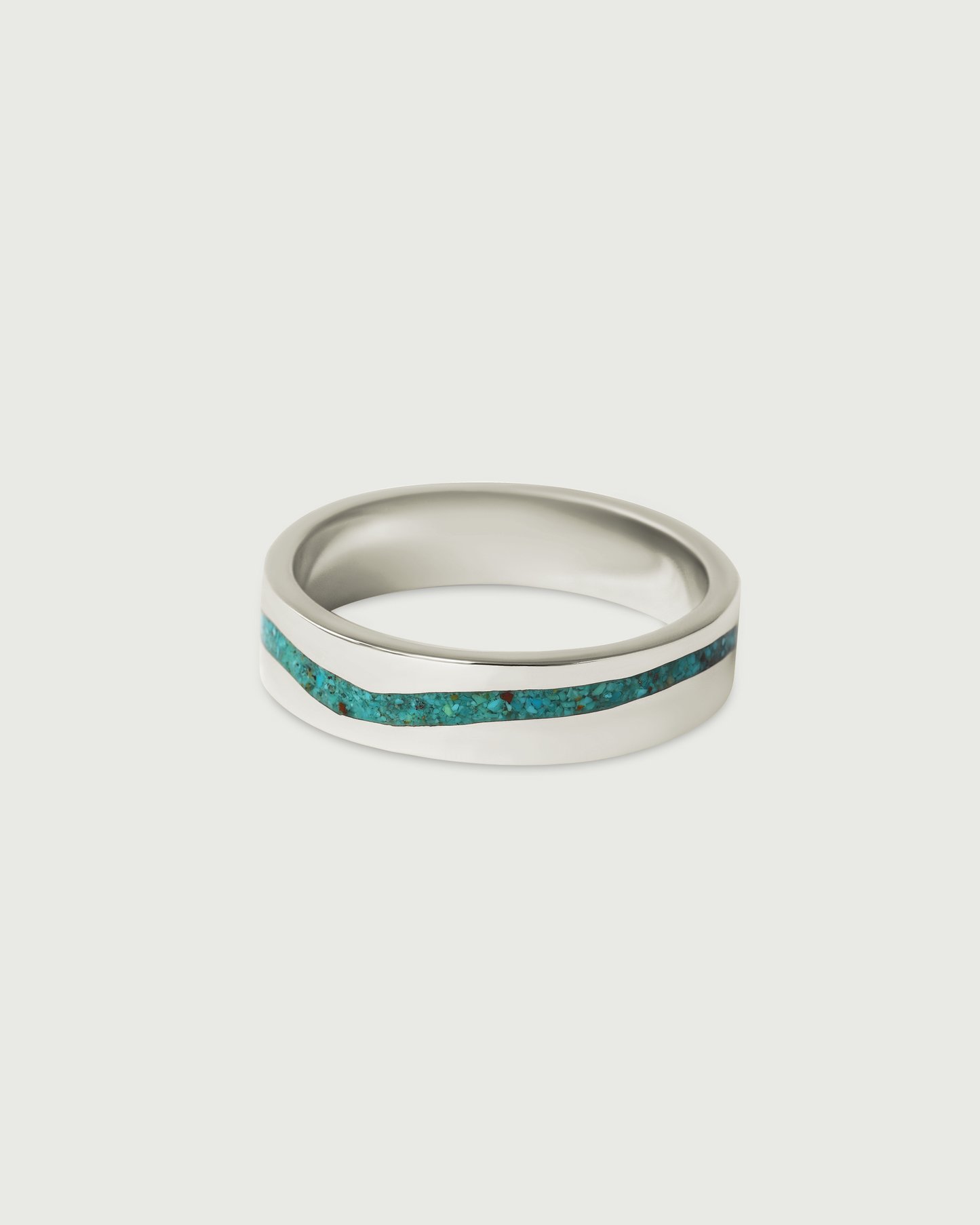 Side view of River Inlay Band in 14k White Gold Side view of River Inlay Band in 14k White Gold