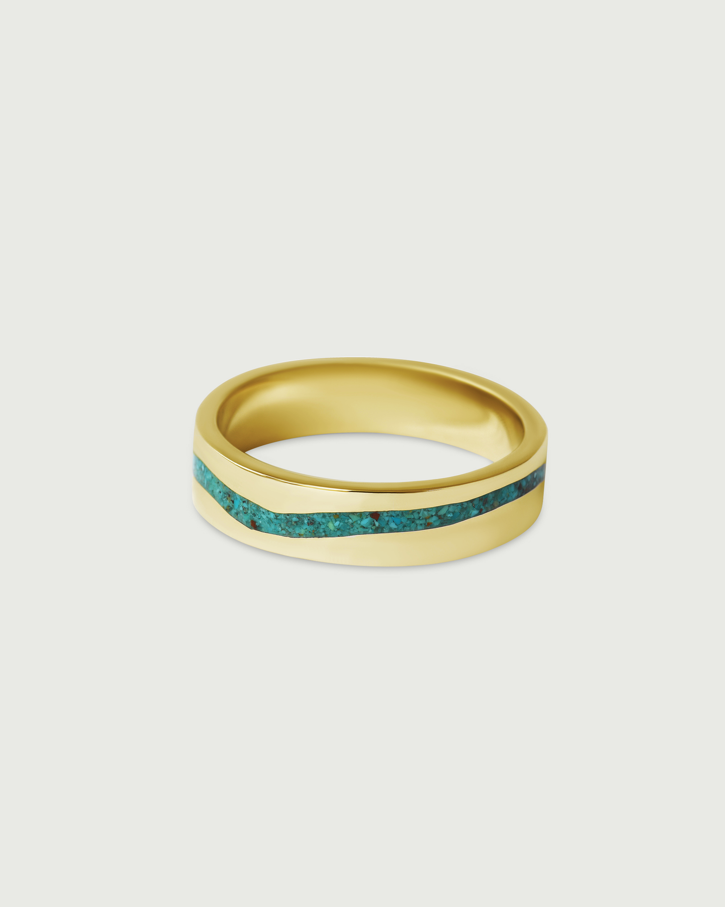 Side view of River Inlay Band in 18k Yellow Gold Side view of River Inlay Band in 18k Yellow Gold