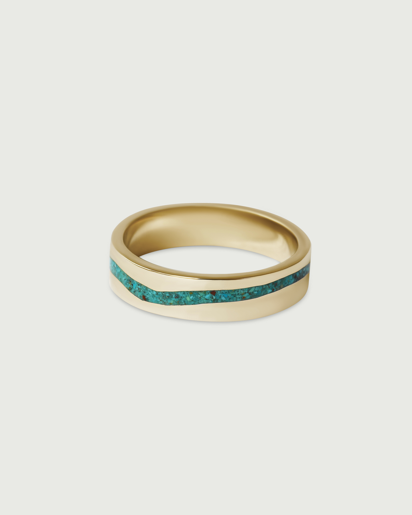 Side view of River Inlay Band in 14k Yellow Gold Side view of River Inlay Band in 14k Yellow Gold