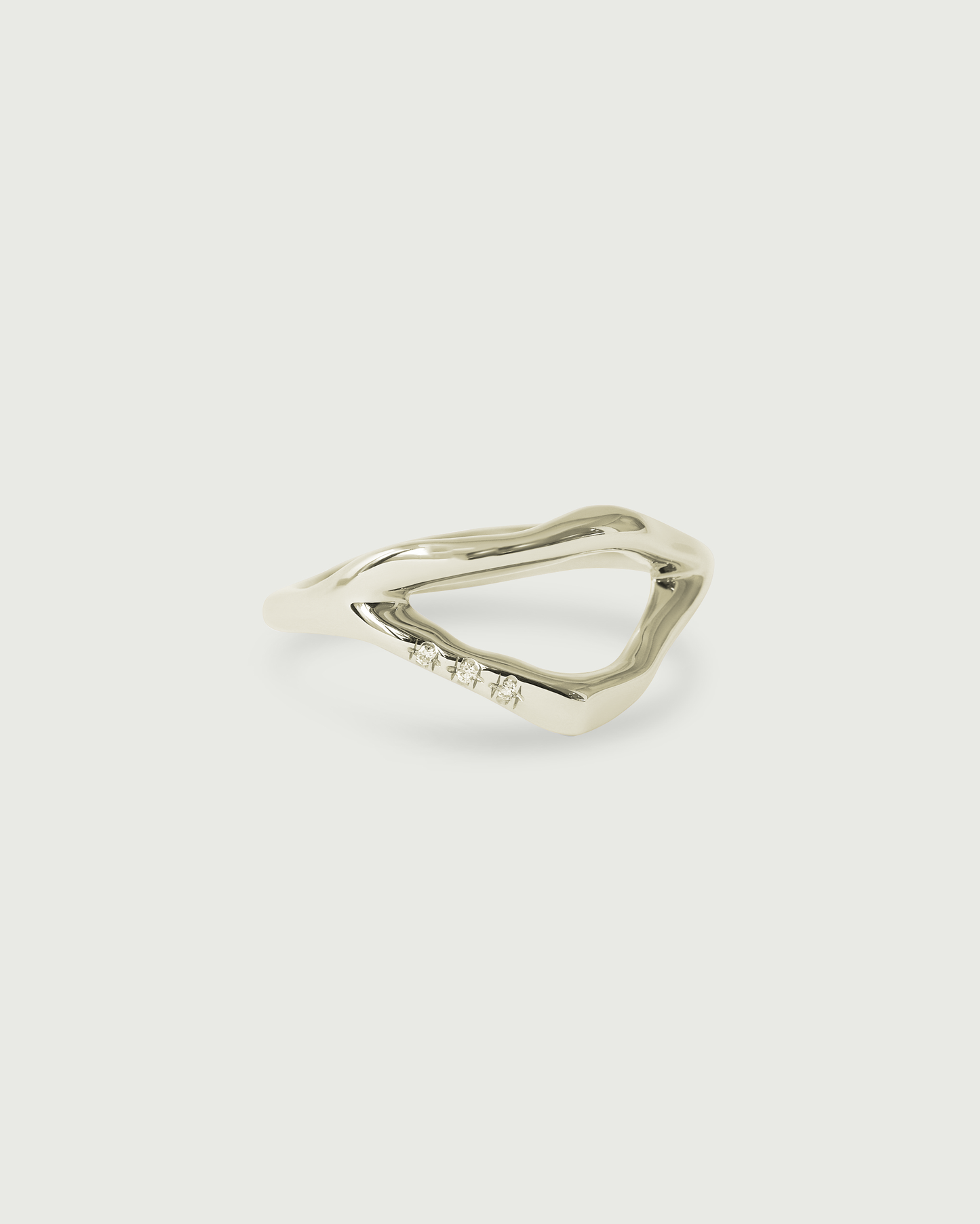 Side view of Split Root Ring in 18k White Gold Side view of Split Root Ring in 18k White Gold