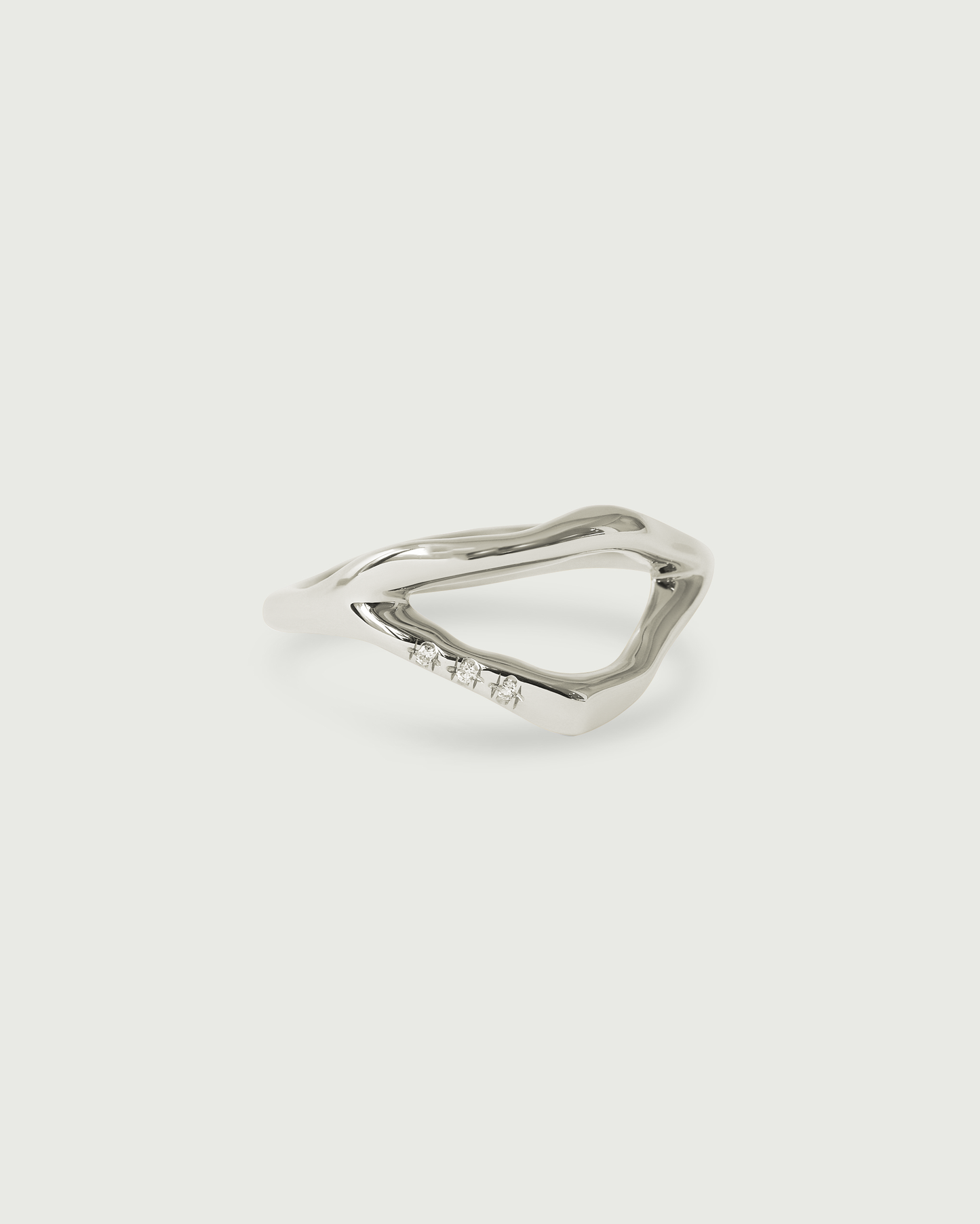 Side view of Split Root Ring in 14k White Gold Side view of Split Root Ring in 14k White Gold