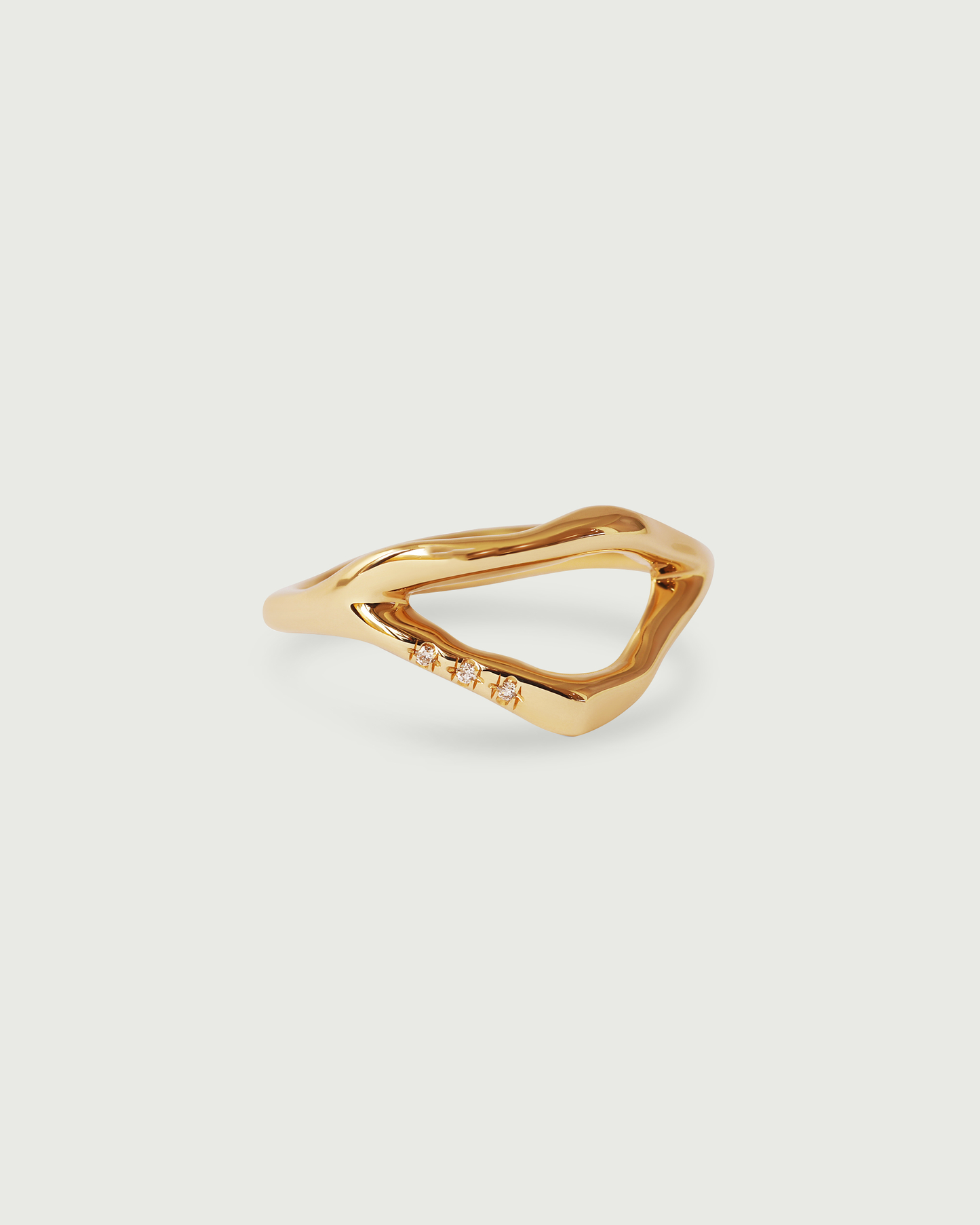 Side view of Split Root Ring in 14k Rose Gold Side view of Split Root Ring in 14k Rose Gold