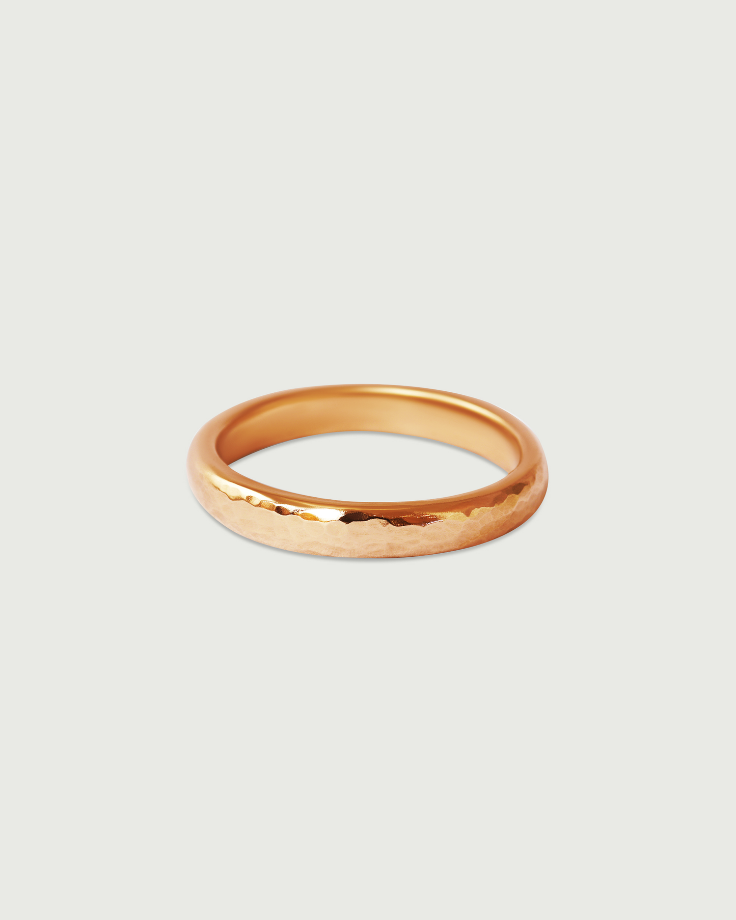 Side view of 3mm Hammered Band in 18k Rose Gold Side view of 3mm Hammered Band in 18k Rose Gold