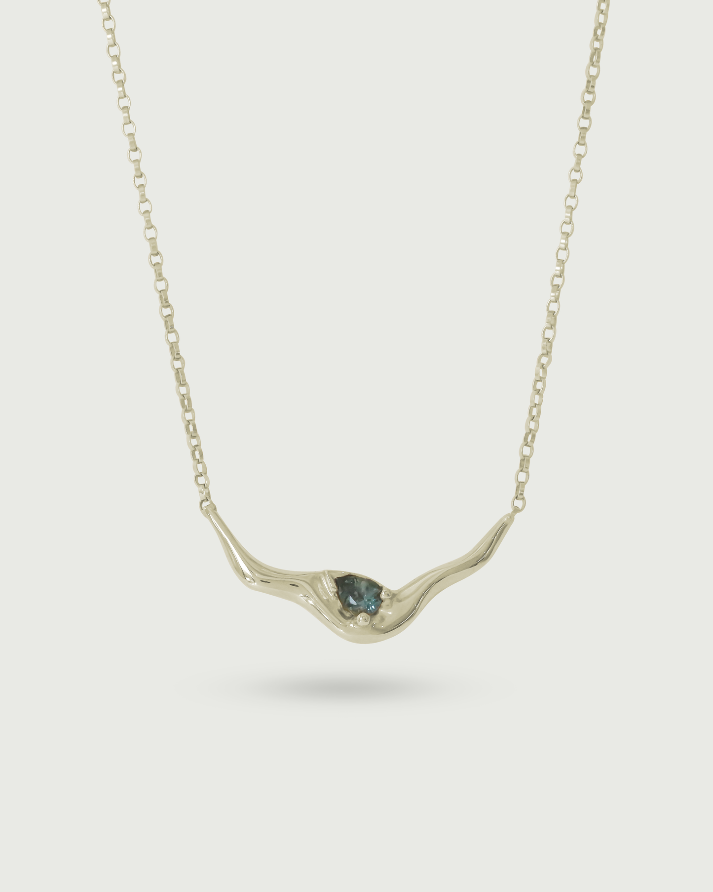 Front view of Pear Dip Necklace in 18k White Gold Front view of Pear Dip Necklace in 18k White Gold