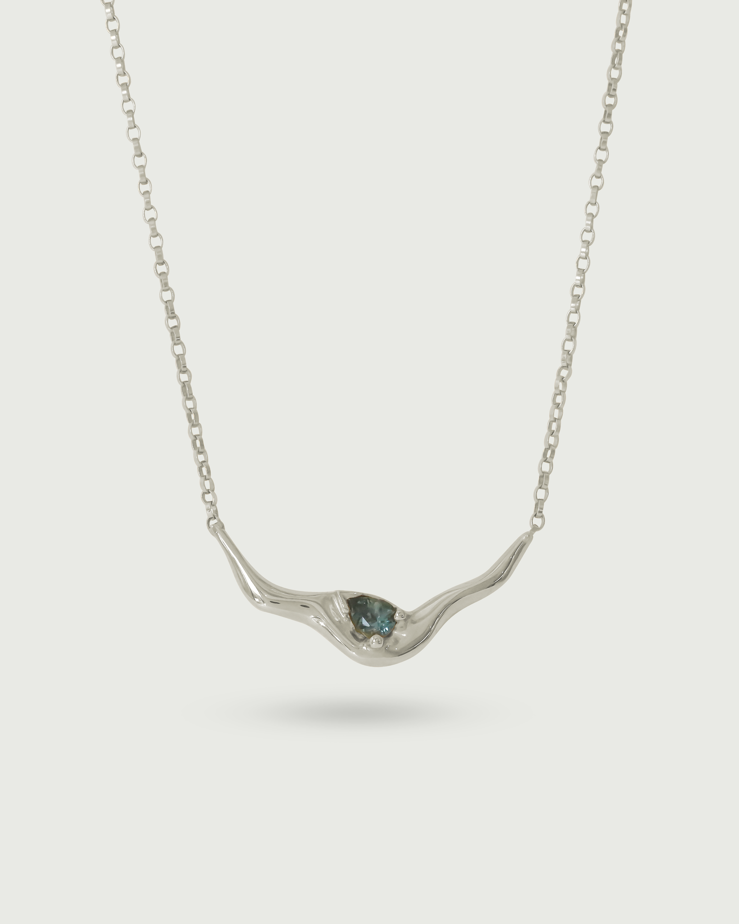 Front view of Pear Dip Necklace in 14k White Gold Front view of Pear Dip Necklace in 14k White Gold