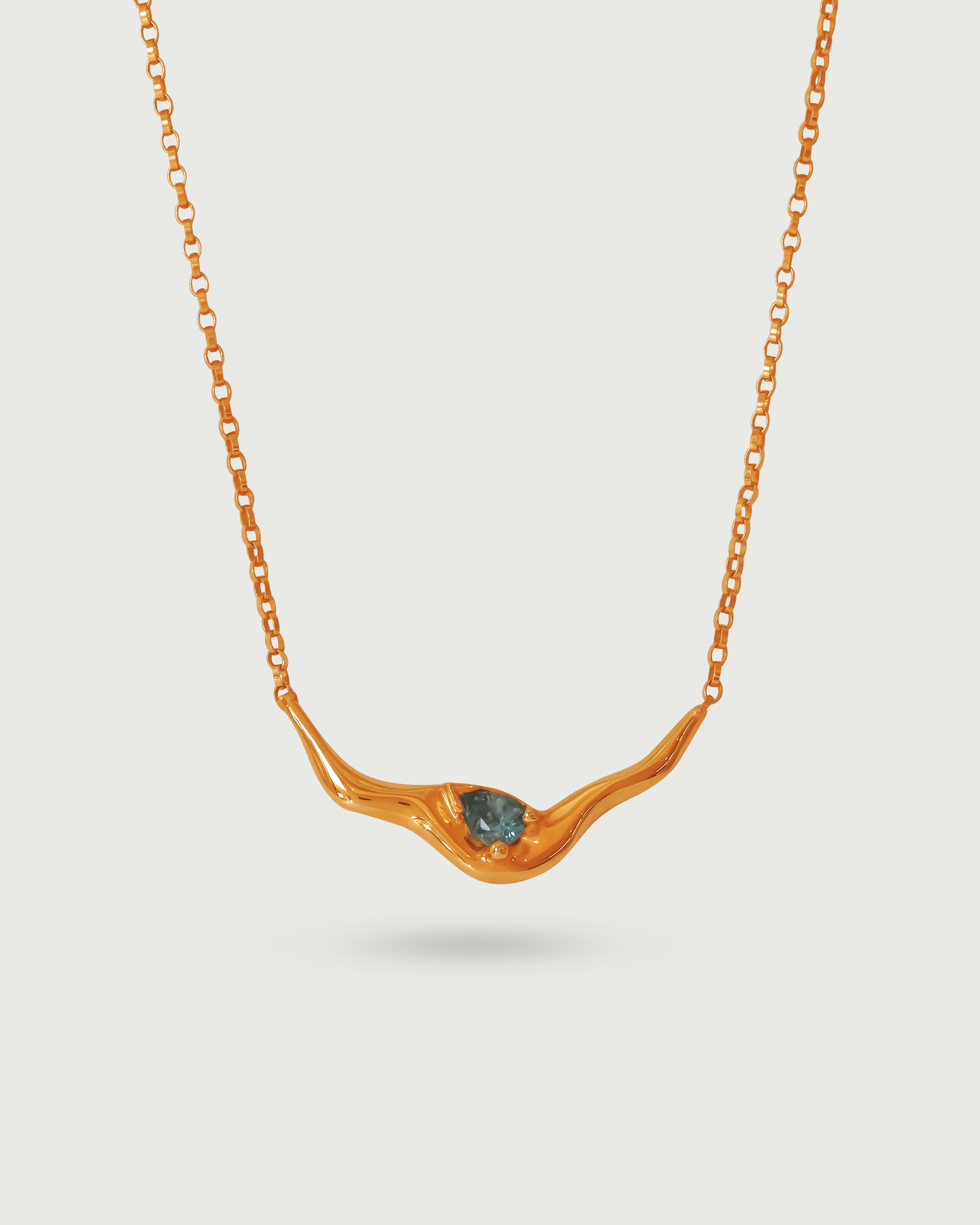 Front view of Pear Dip Necklace in 18k Rose Gold Front view of Pear Dip Necklace in 18k Rose Gold