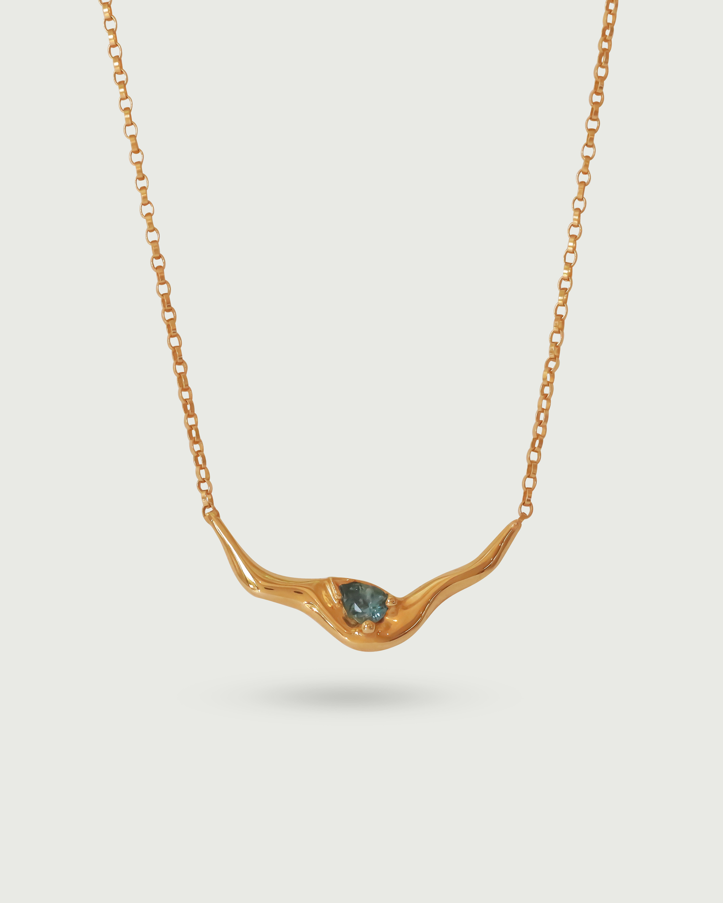 Front view of Pear Dip Necklace in 14k Rose Gold Front view of Pear Dip Necklace in 14k Rose Gold