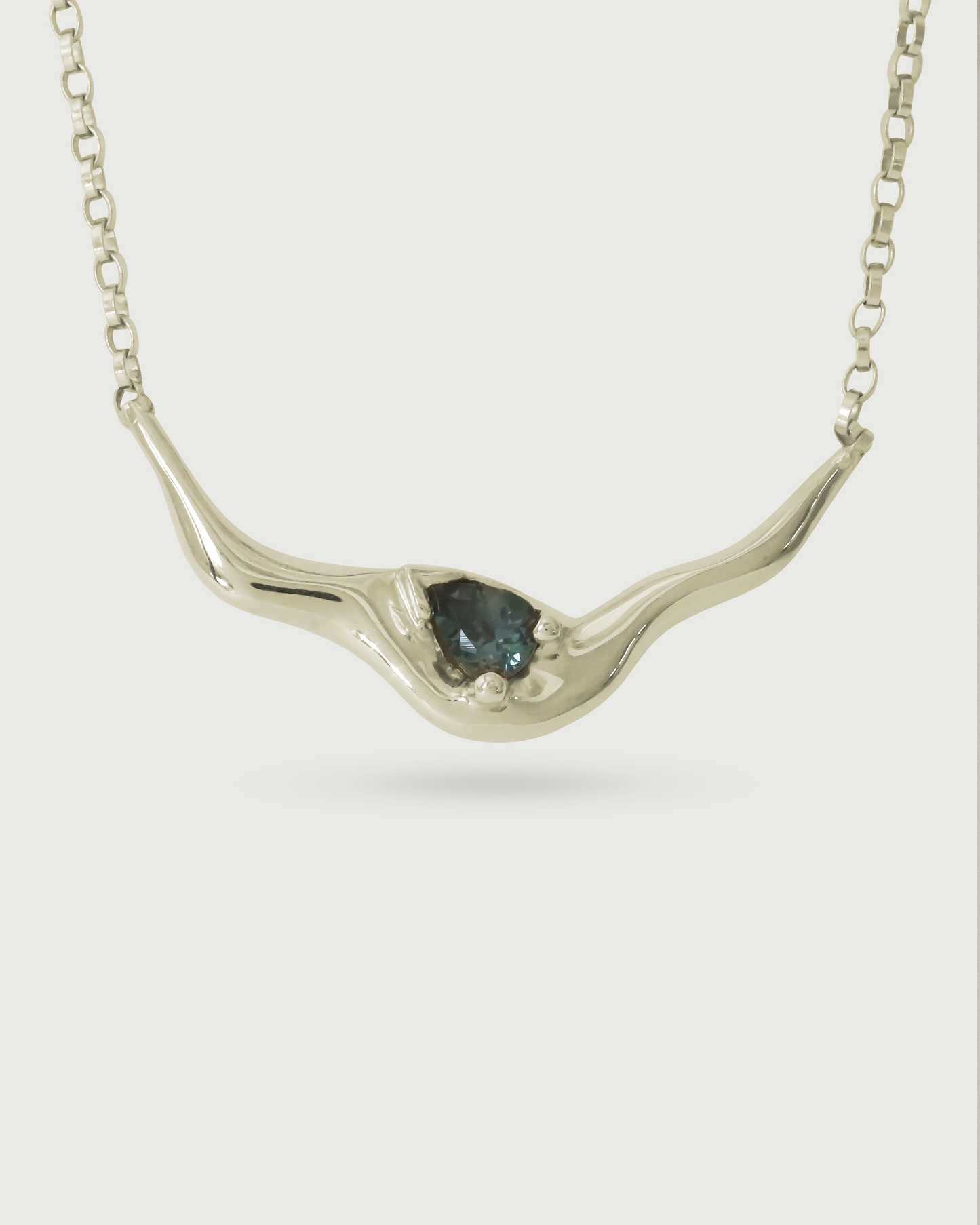 Close view of Pear Dip Necklace in 18k White Gold Close view of Pear Dip Necklace in 18k White Gold