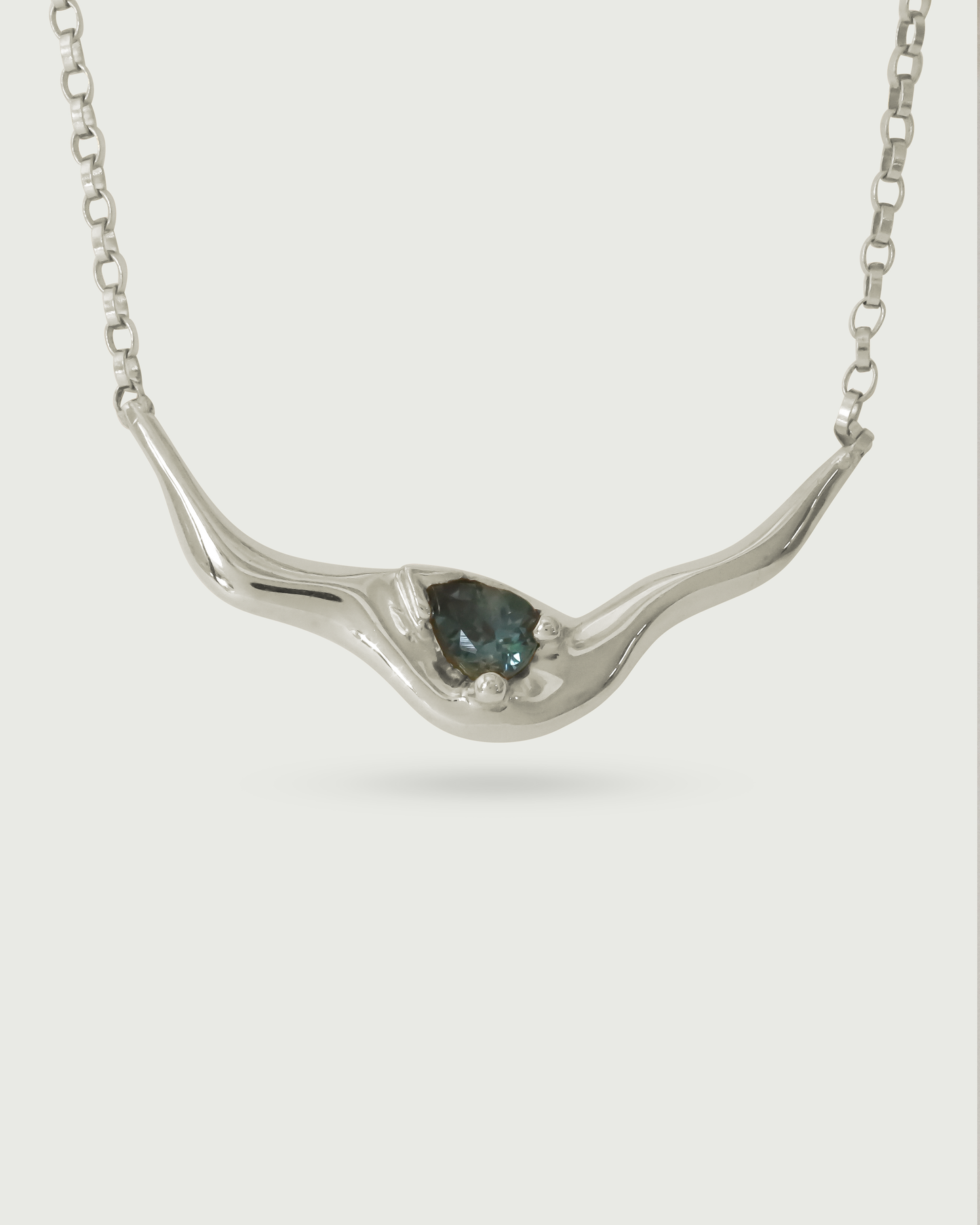 Close view of Pear Dip Necklace in 14k White Gold Close view of Pear Dip Necklace in 14k White Gold
