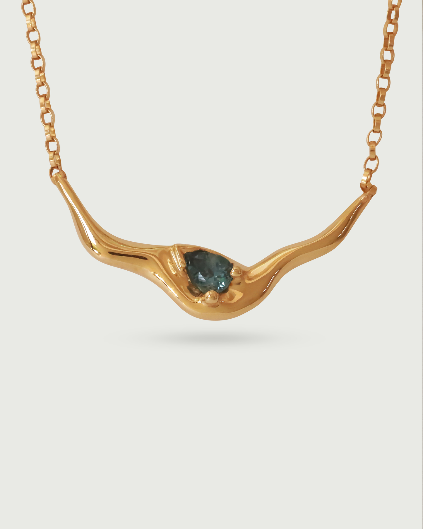 Close view of Pear Dip Necklace in 14k Rose Gold Close view of Pear Dip Necklace in 14k Rose Gold