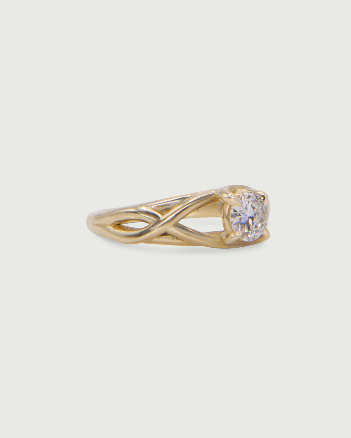 Side view of Twist Solitaire Ring by Kestrel Dillon Jewelry