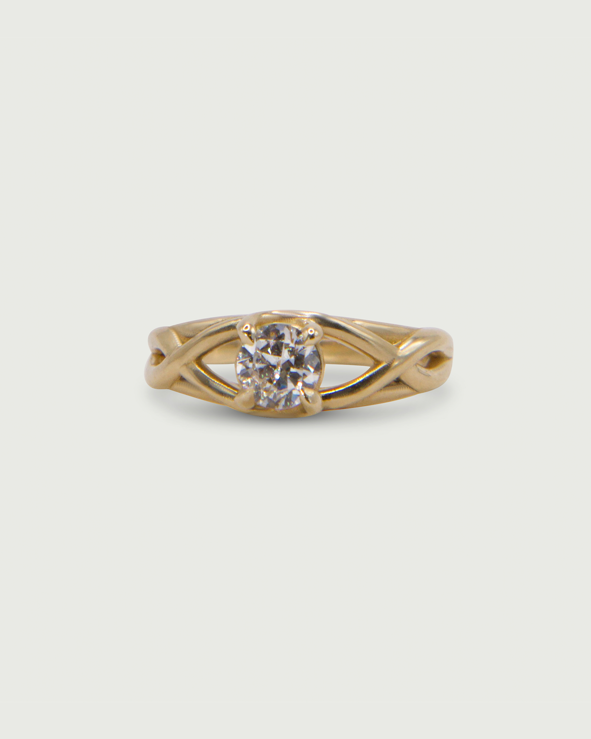 Front view of Twist Solitaire Ring by Kestrel Dillon Jewelry