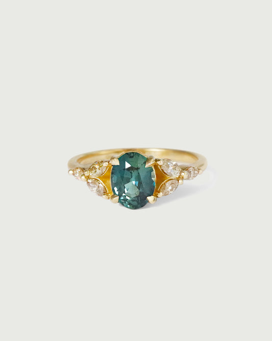 Front view of Sapphire Aster Ring by Kestrel Dillon