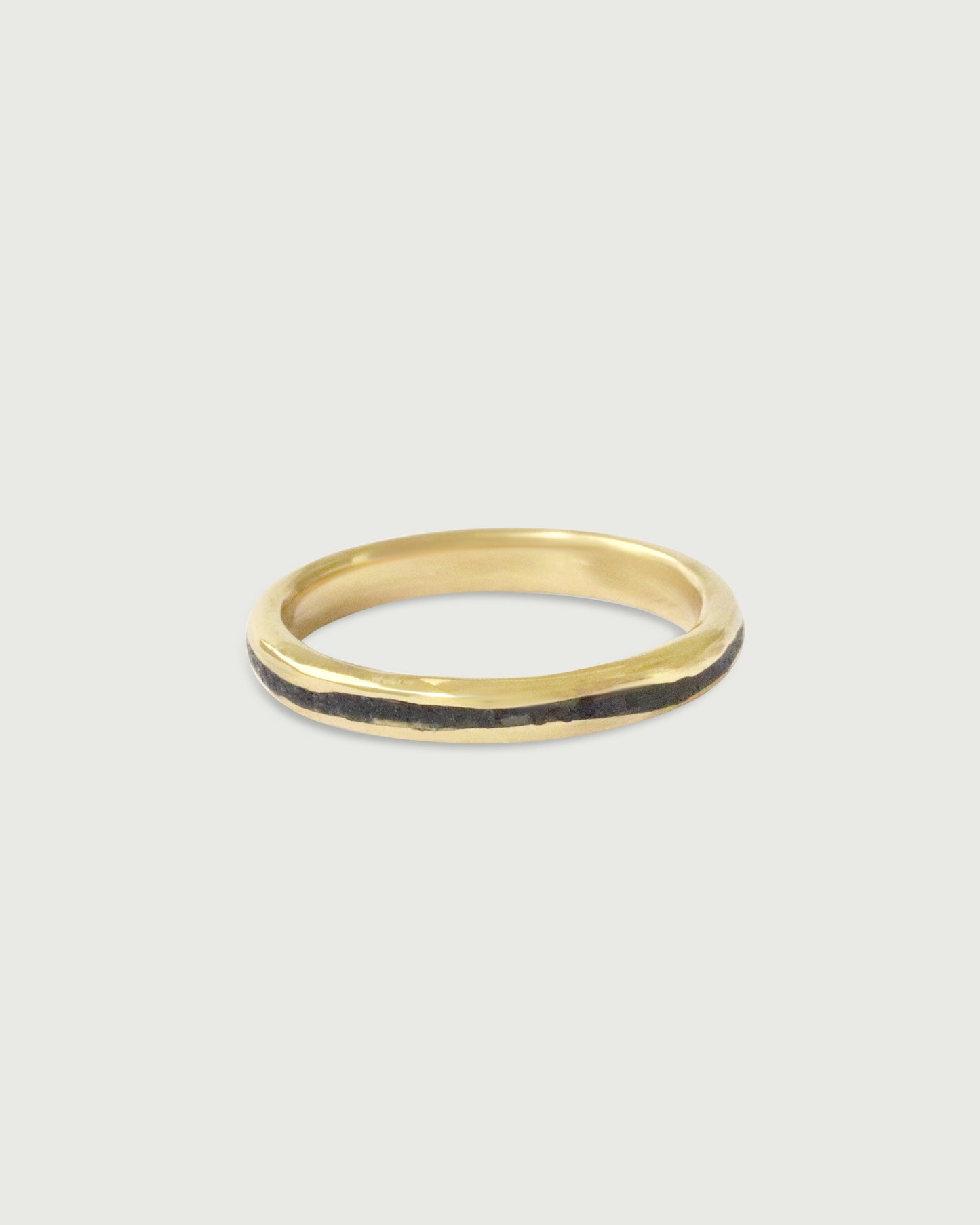 Side view of Creek Inlay Band in 14k yellow gold by Kestrel DIllon