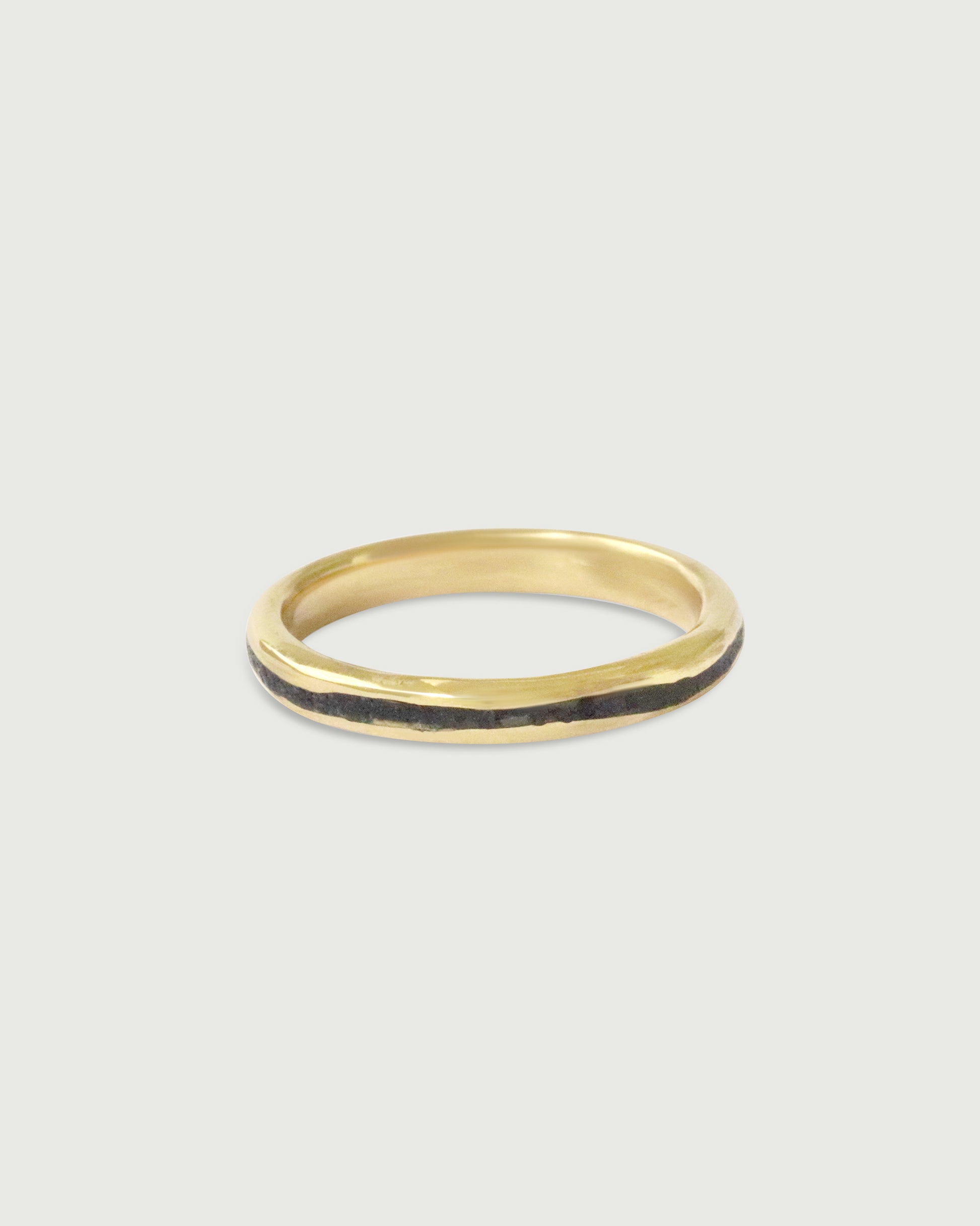 Side view of Creek Inlay Band in 14k yellow gold by Kestrel DIllon