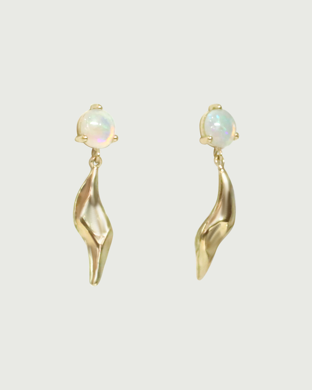 Side view of Opal Wren Drops by Kestrel Dillon Jewelry