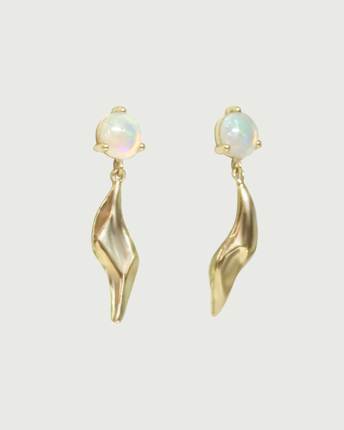 Front view of Opal Wren Drops by Kestrel Dillon Jewelry