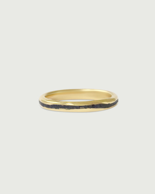 Front view of Creek Inlay Band in 14k yellow gold by Kestrel DIllon