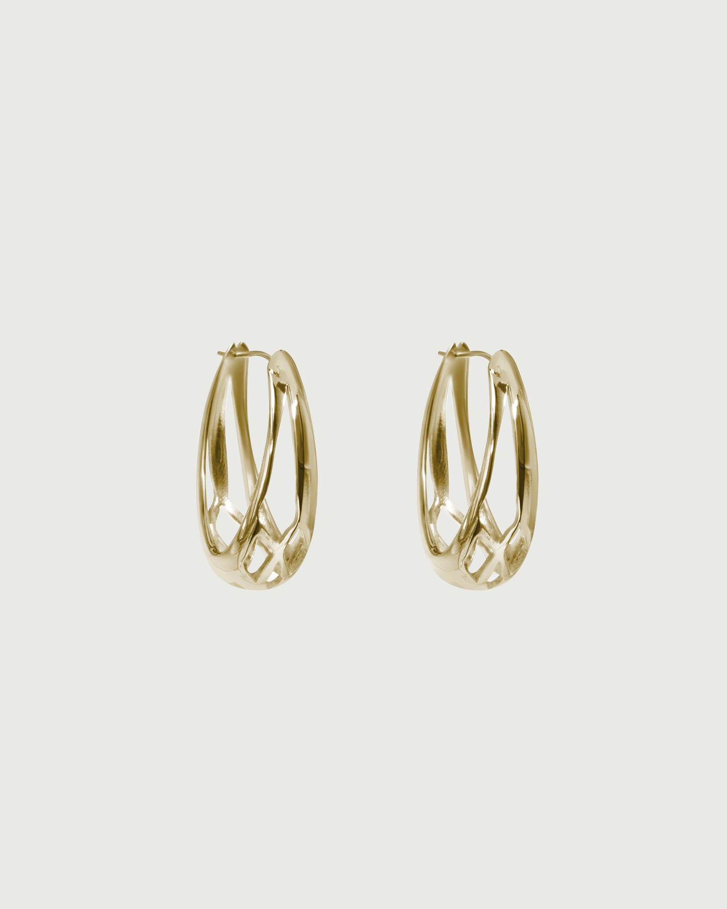 Side view of Cicada Hoops in 14k yellow gold