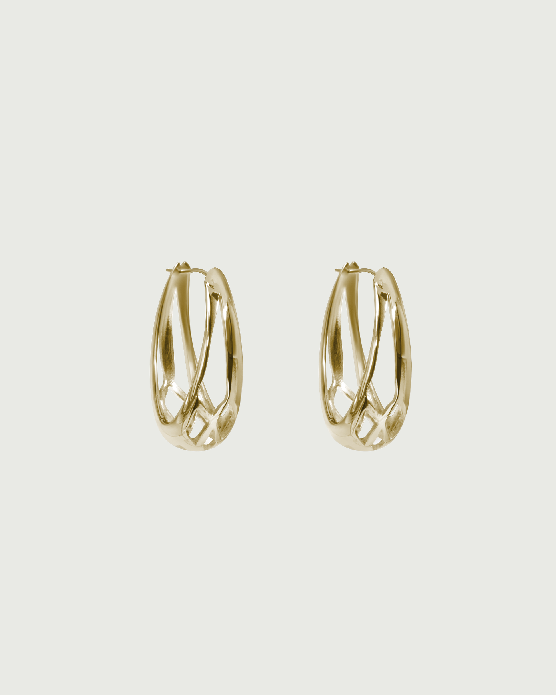 Side view of Cicada Hoops in 14k yellow gold