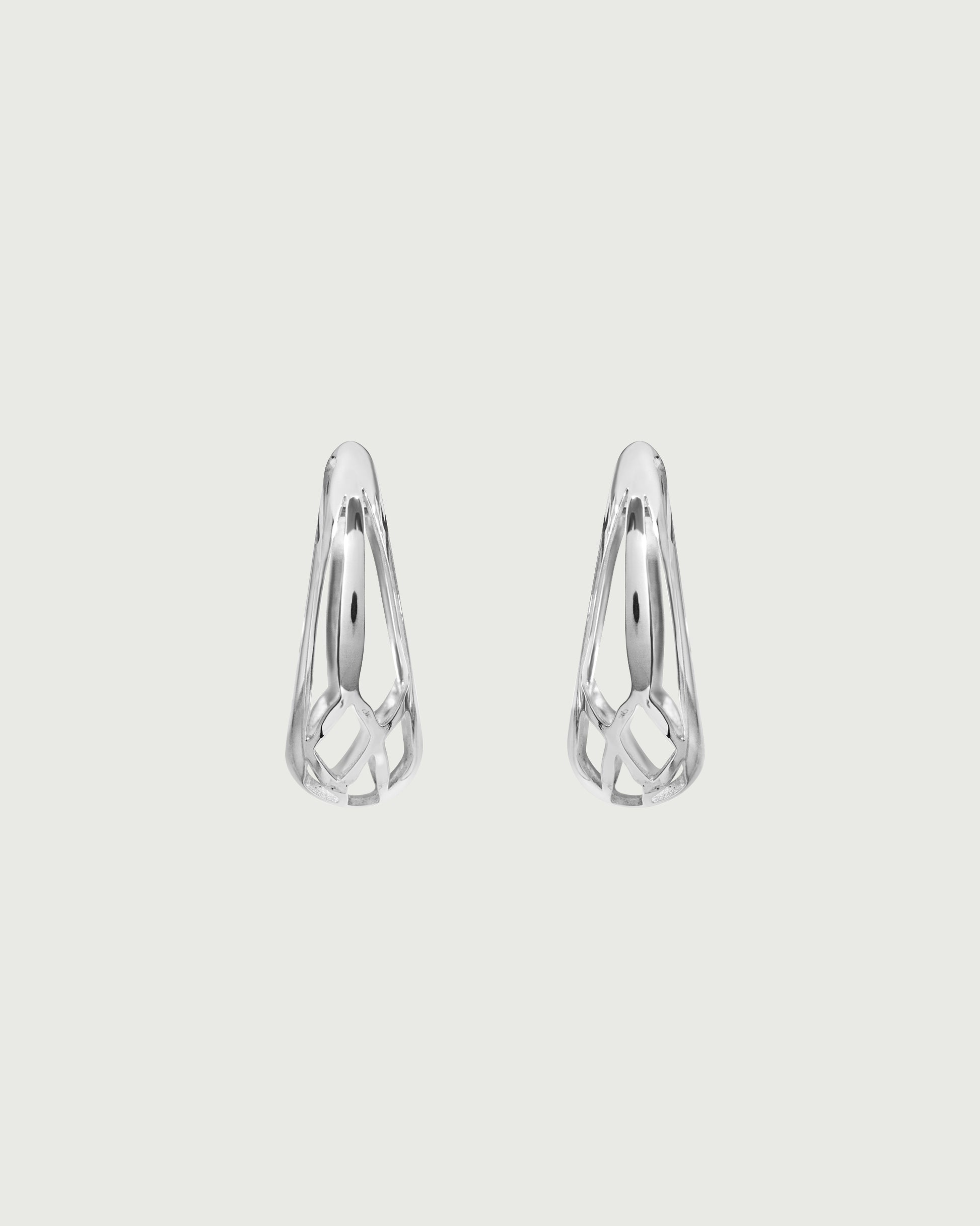 Front view of Cicada Hoops in Sterling Silver