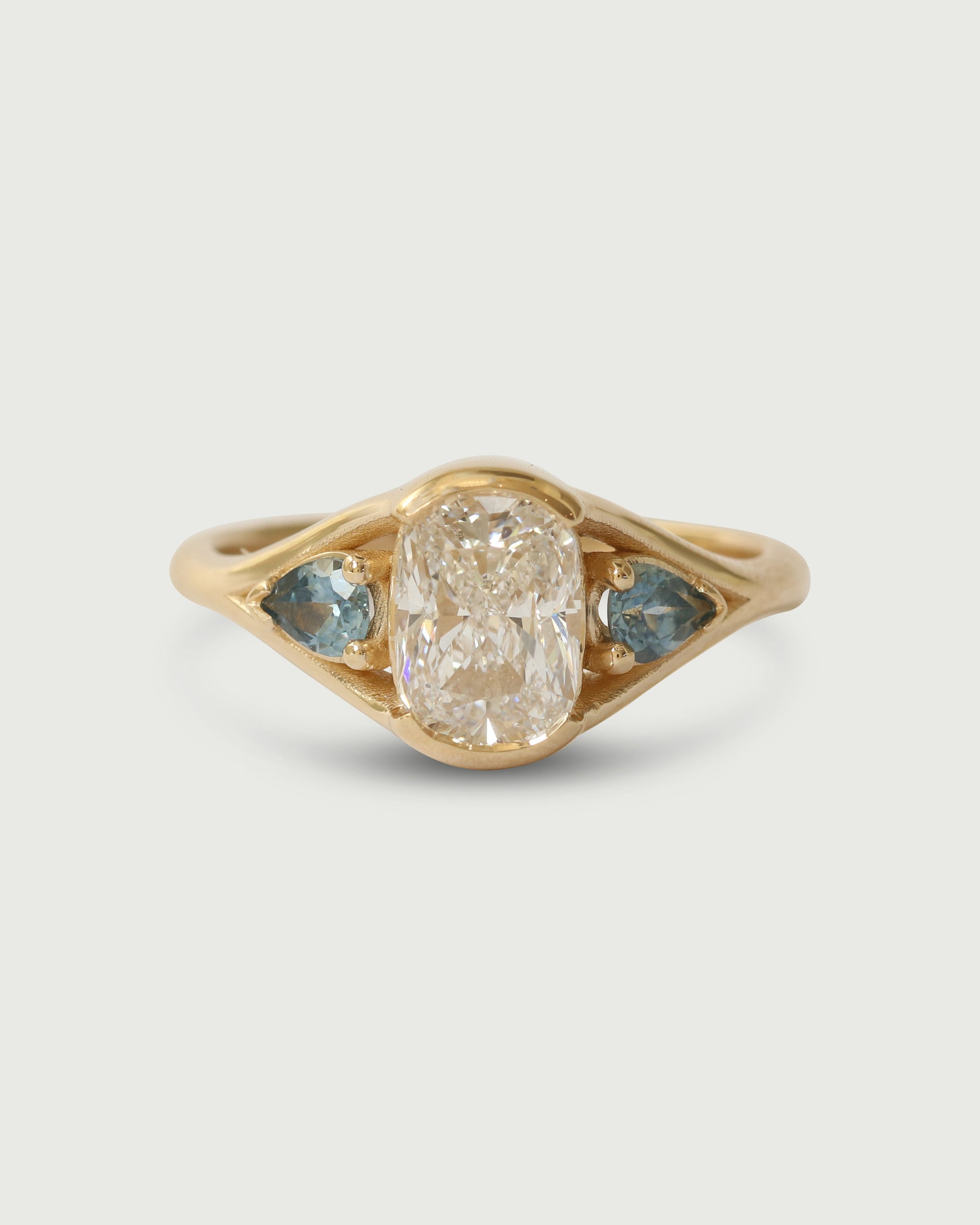 Front view of Triple Tributary Ring in 14k yellow gold by Kestrel Dillon
