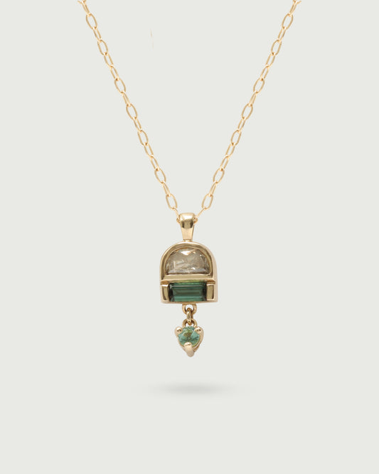 Front view of Monsoon Pendant in 14k yellow gold by Kestrel DIllon