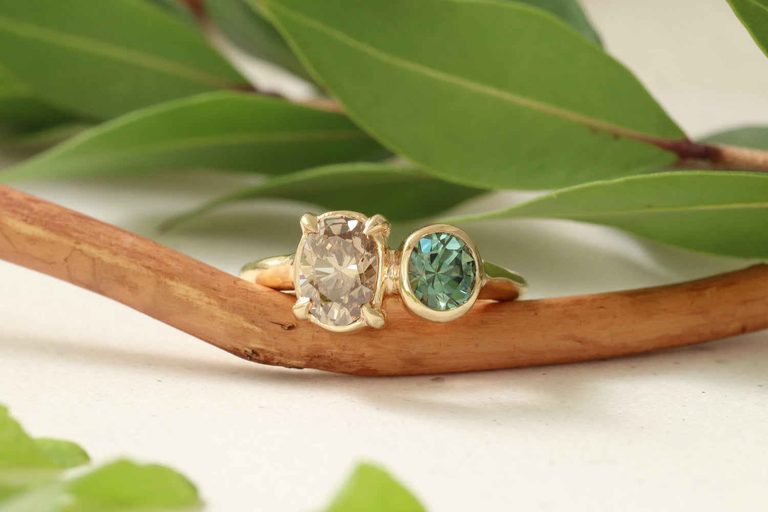 Artistic view of Champagne Toi Et Moi Ring by Kestrel Dillon