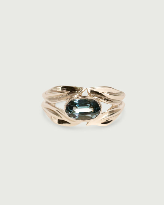 Front view of East / West Willow Ring in 14k white gold